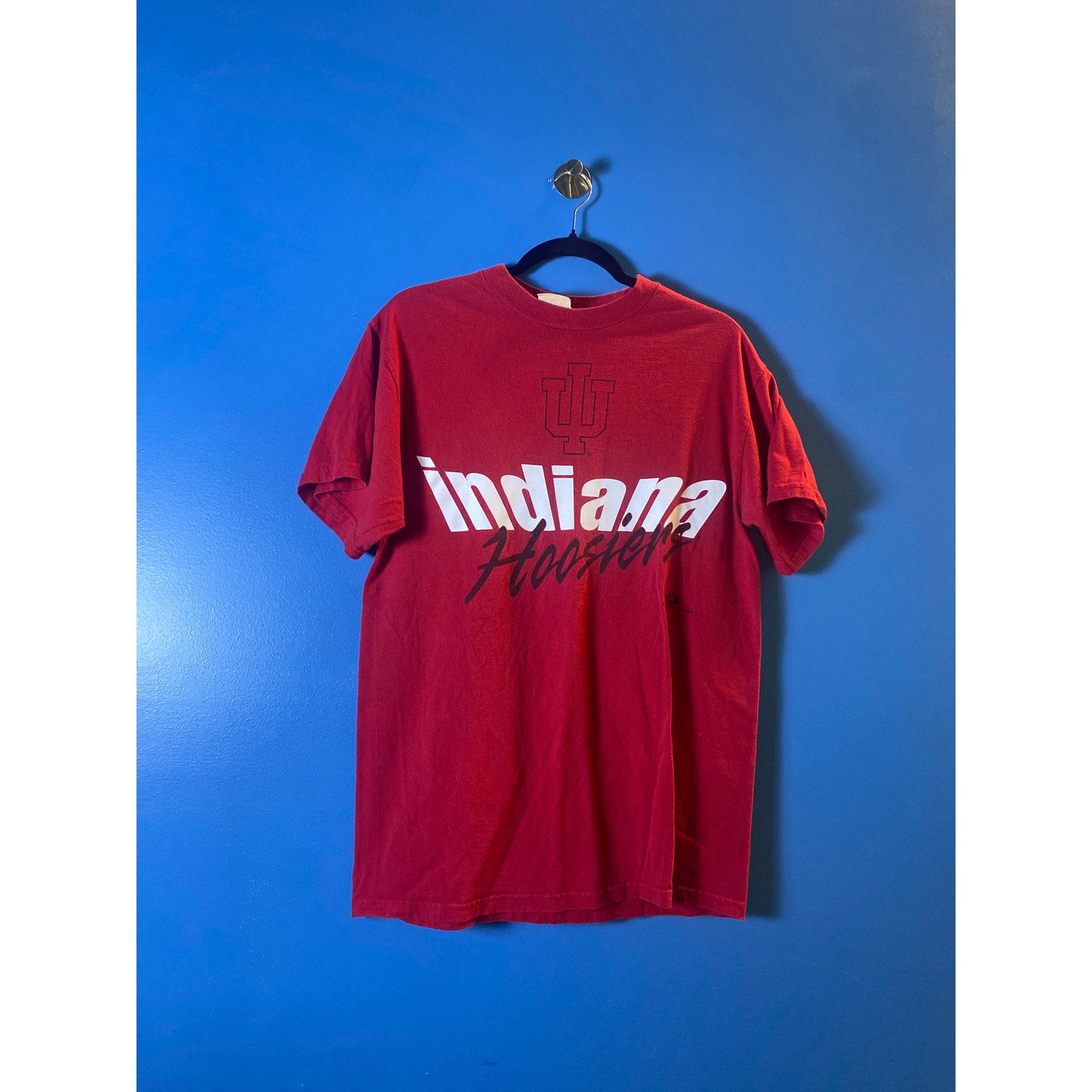 Vintage Red Oak IU Indiana Hoosiers Red Black White Short Sleeve T-shirt Medium
