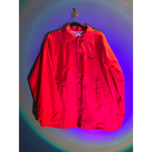 Vintage Chick-Al-A Button Snap Red Bomber Windbreaker Jacket Men's Size Medium