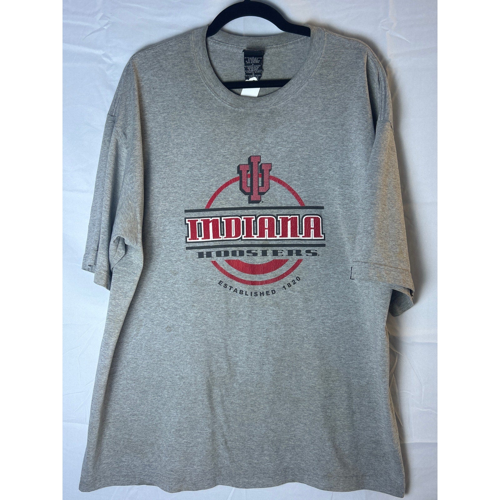 INDIANA Hoosiers Established 1820 Graphic Print Gray Shirt Men's Size Large