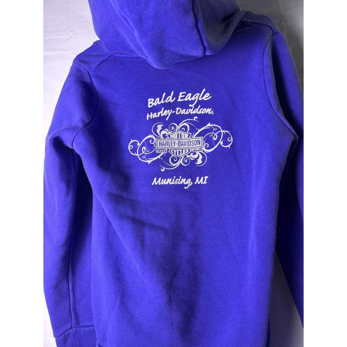 Harley Davidson Motorcycles Bald Eagle Munising, Michigan Purple Hoodie Retro Women's Medium