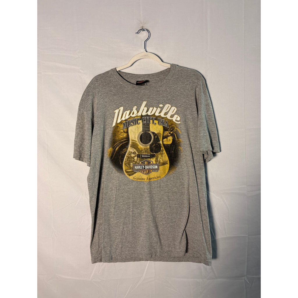 Harley Davidson Boswell's Music City Nashville, TN Guitar Print Gray Shirt Large