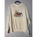 Vintage White Knit Sweater With Wildlife Bear Embroidery