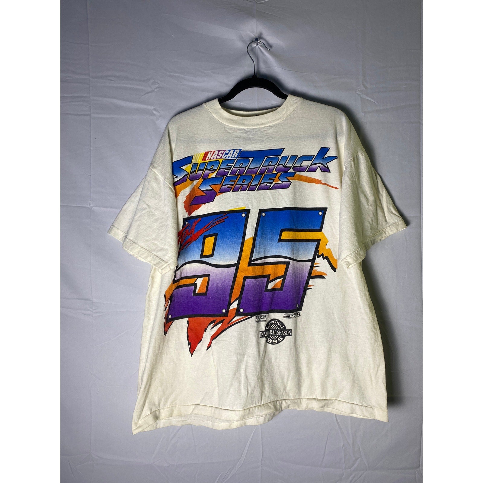 Tultex NASCAR Super Truck Series #95 Print White Shirt Men's Size XL