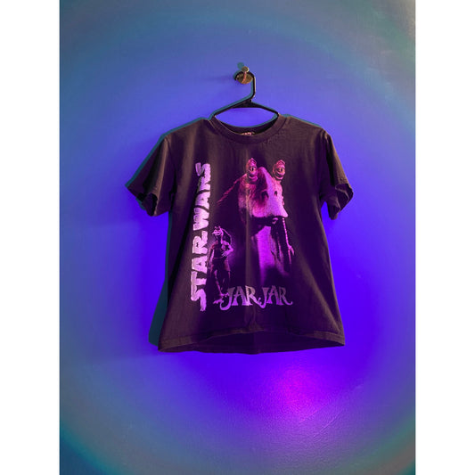 Vintage Star Wars Jar Jar Binks Phantom Menace Episode 1 Youth Black Shirt XL