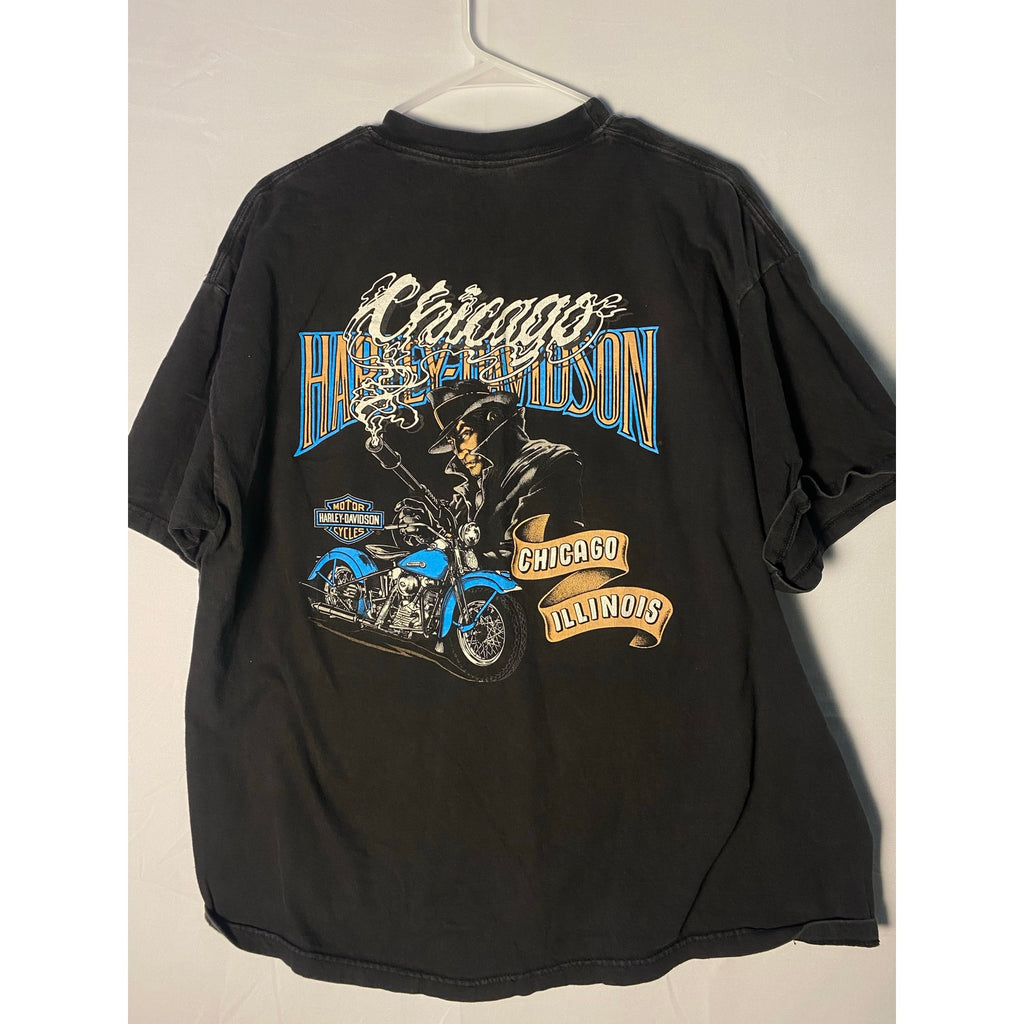 Harley Davidson Chicago, IL Graphic Print Pocket Tee Black Shirt Men's Size XL