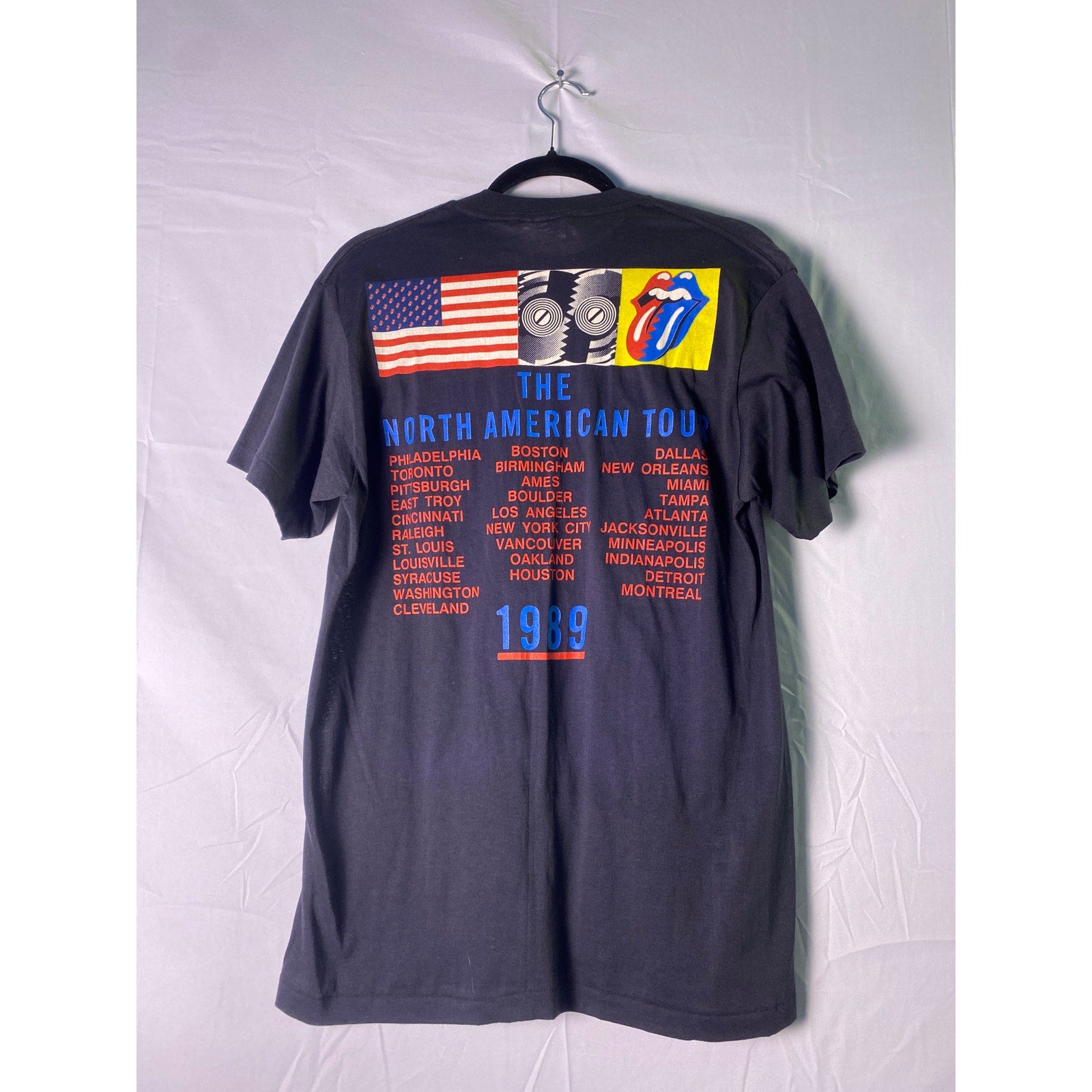Tee Jays The Rolling Stones The North American Tour 1989 Black Shirt Size Large
