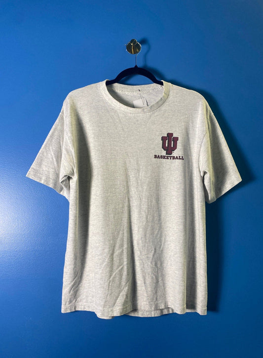 Vintage Indiana University IU Hoosiers Basketball Court Gray Shirt Men's Large