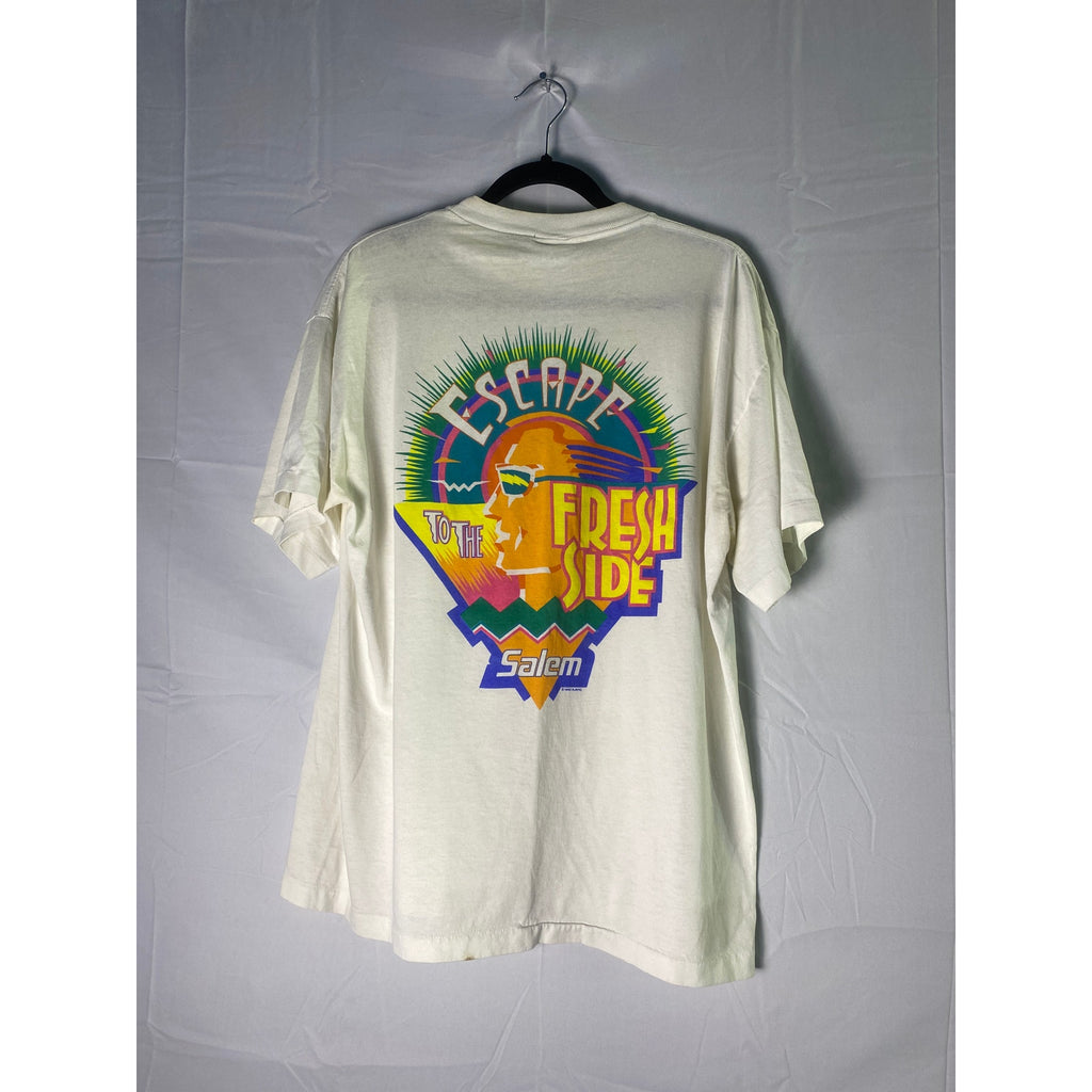 Vintage 90s Salem Cigarettes Escape to the Fresh Side Graphic White Shirt Large?
