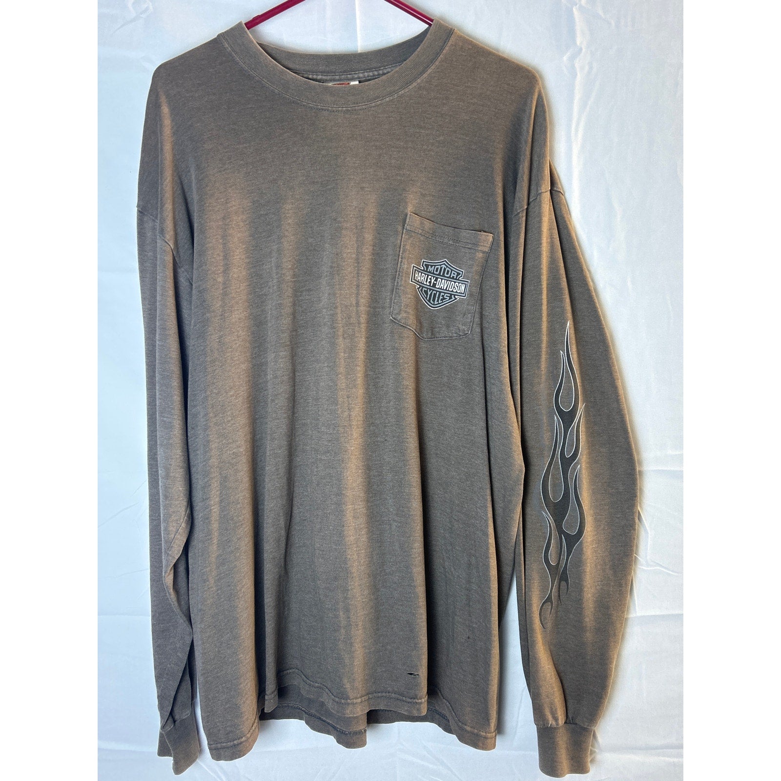 Harley Davidson Motorcycles Brighton, MI Print Pocket Tee Long Sleeve Shirt XL