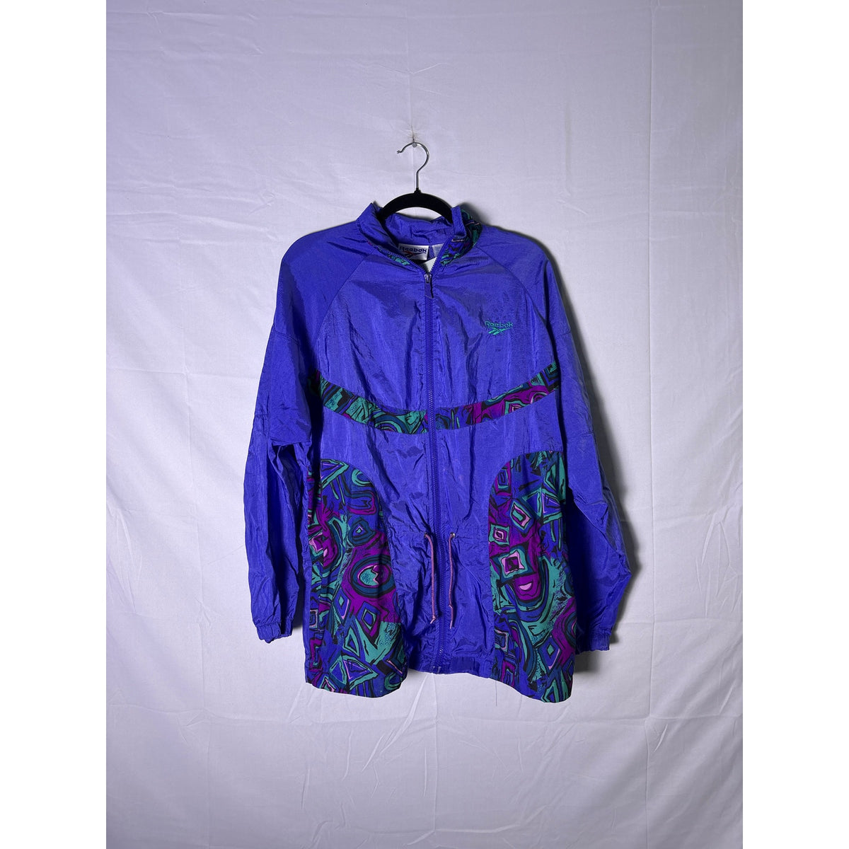 Vintage Reebok Multi Windbreaker Track Nylon Full Zip Jacket Women's Size Medium