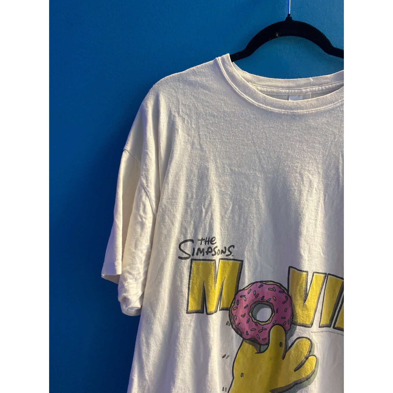 Vintage Y2K The Simpsons Movie Promo TV Cartoon T-Shirt Homer Donut Mens XL