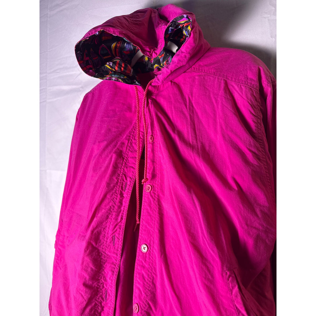 Vintage Duffel Sportswear Pink Tracksuit Button Hoodie Straight Pant Size Medium