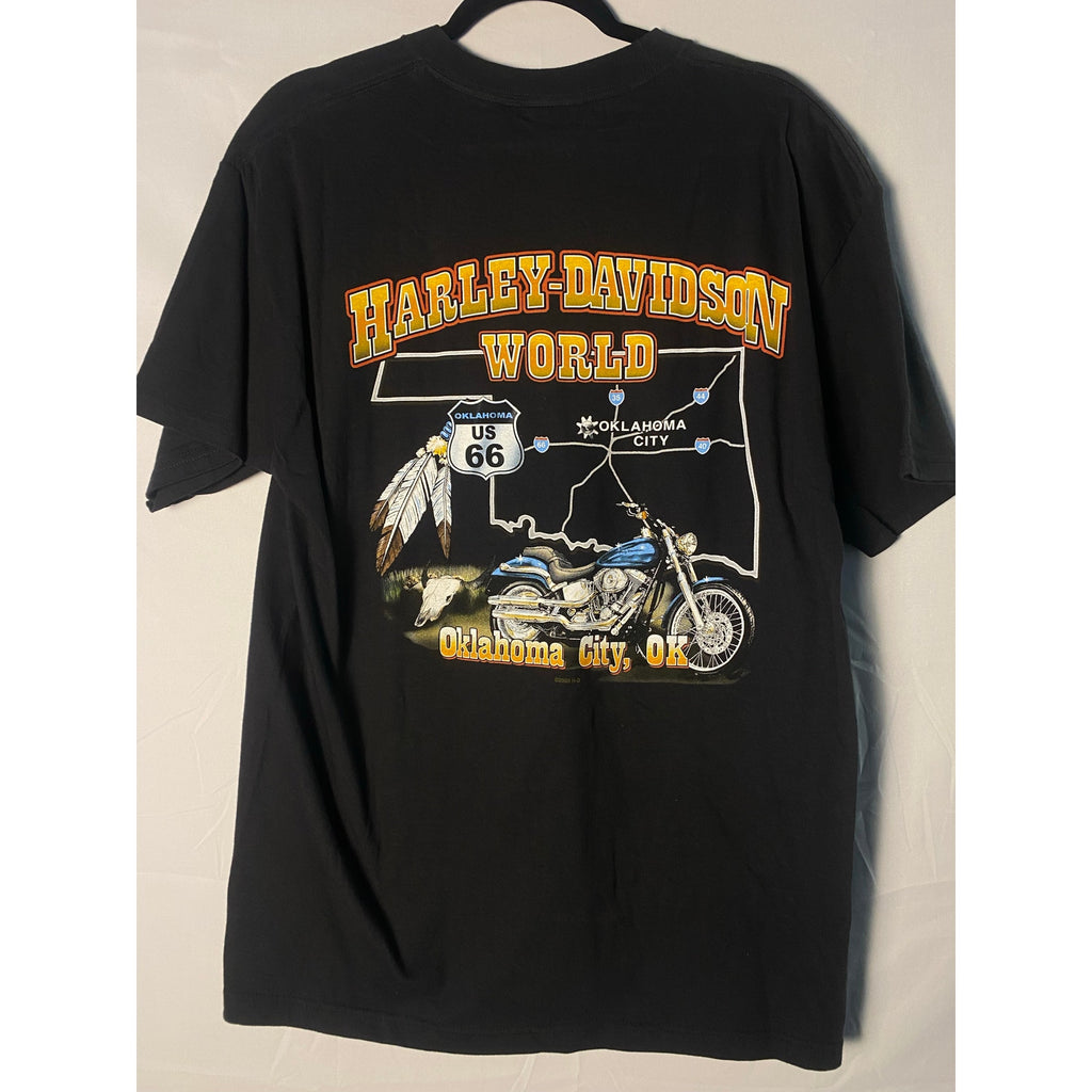 NWT Harley Davidson World Oklahoma City, OK Black Graphic Shirt Men's Large