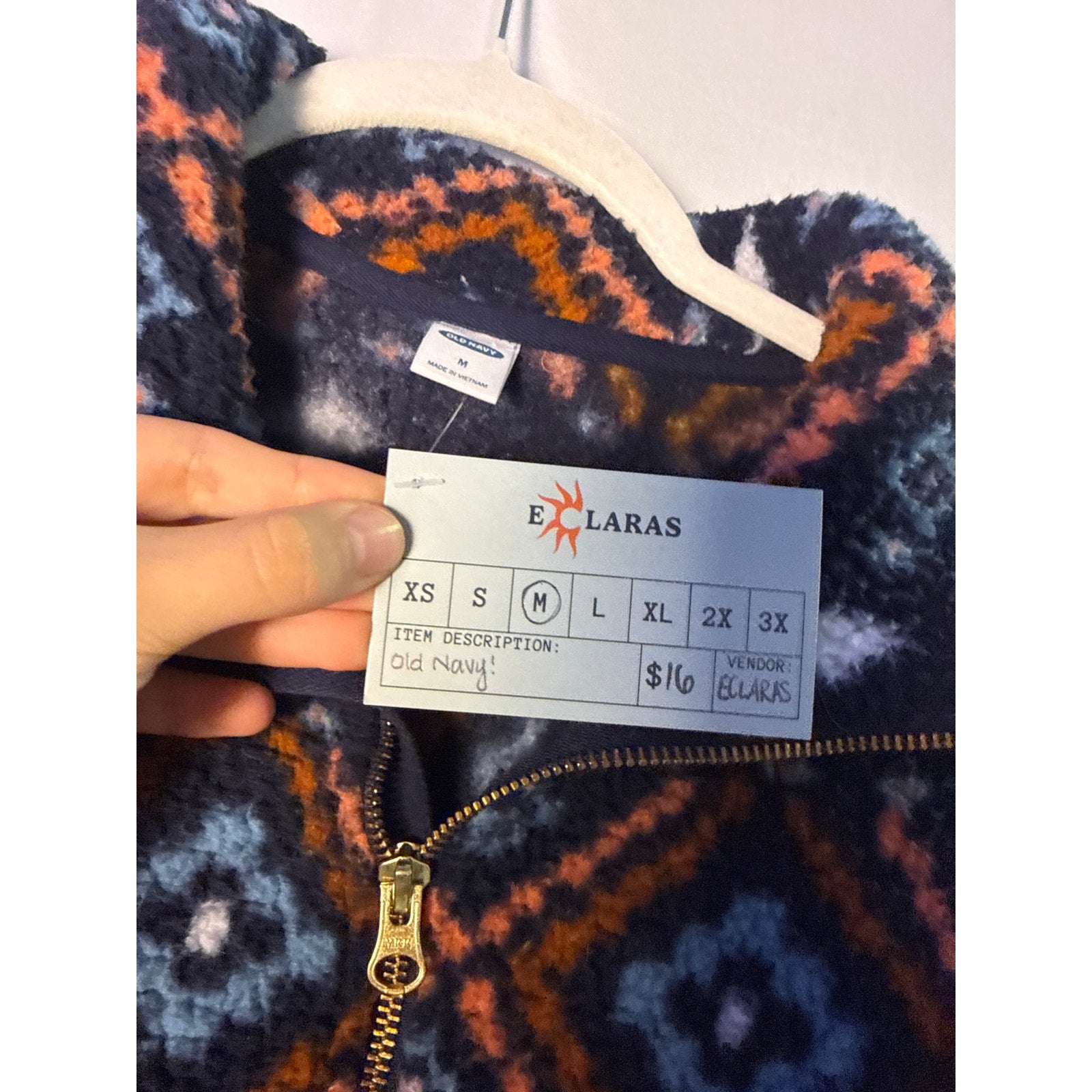 Old Navy Women's Aztec Pattern Sherpa 1/4 Zip Fleece Sweater Size Medium