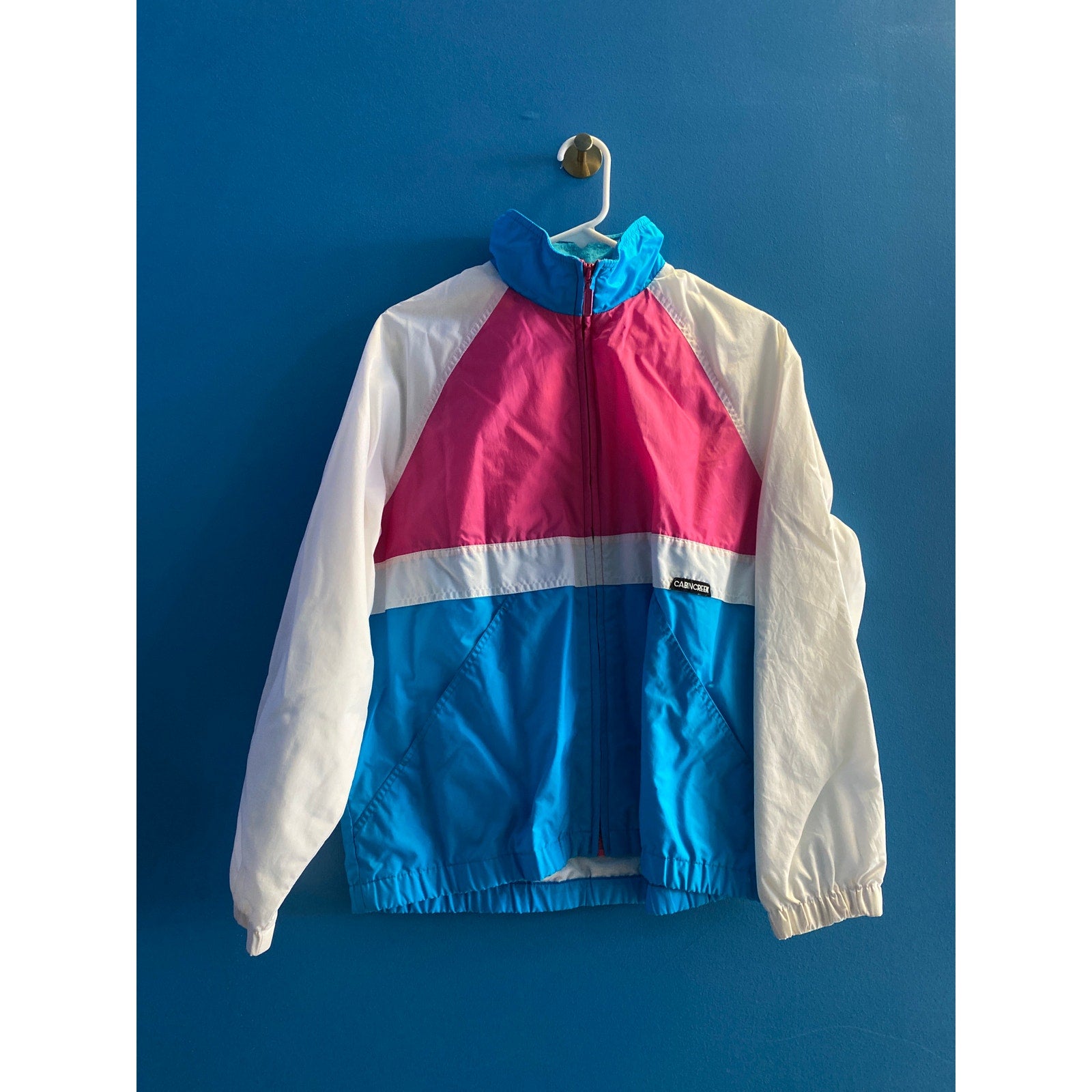 Vintage Cabin Creek Colorblock Nylon Windbreaker/Bomber Full Zip Jacket Medium