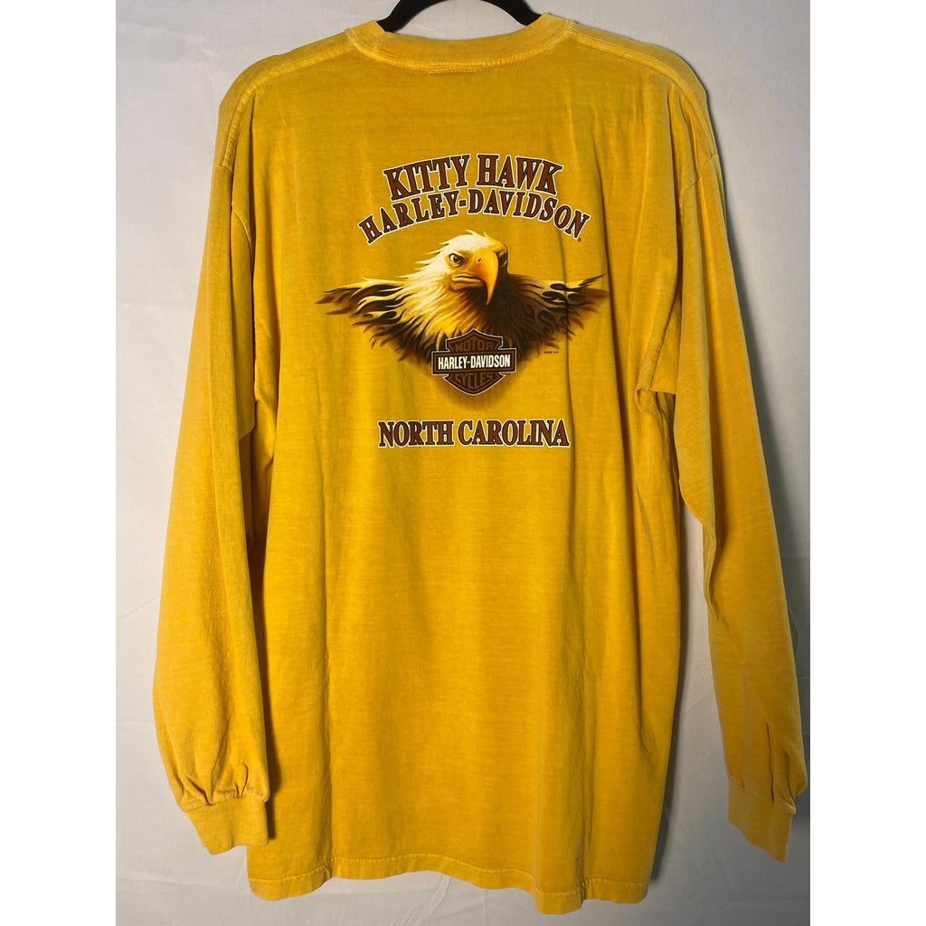 Harley Davidson Kitty Hawk, North Carolina Yellow Long Sleeve Shirt Men's L/XL