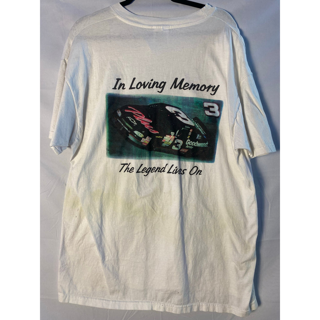 Hanes Dale Earnhardt In Loving Memory 1951-2000 White Graphic Shirt Men's XL