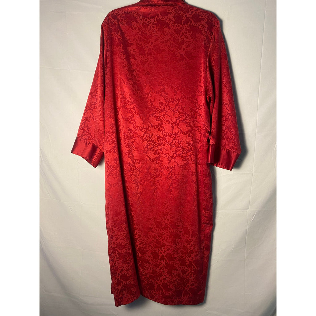 Vintage 80s Victoria's Secret Gold Label Red Silky Satin Robe w/ Belt Small