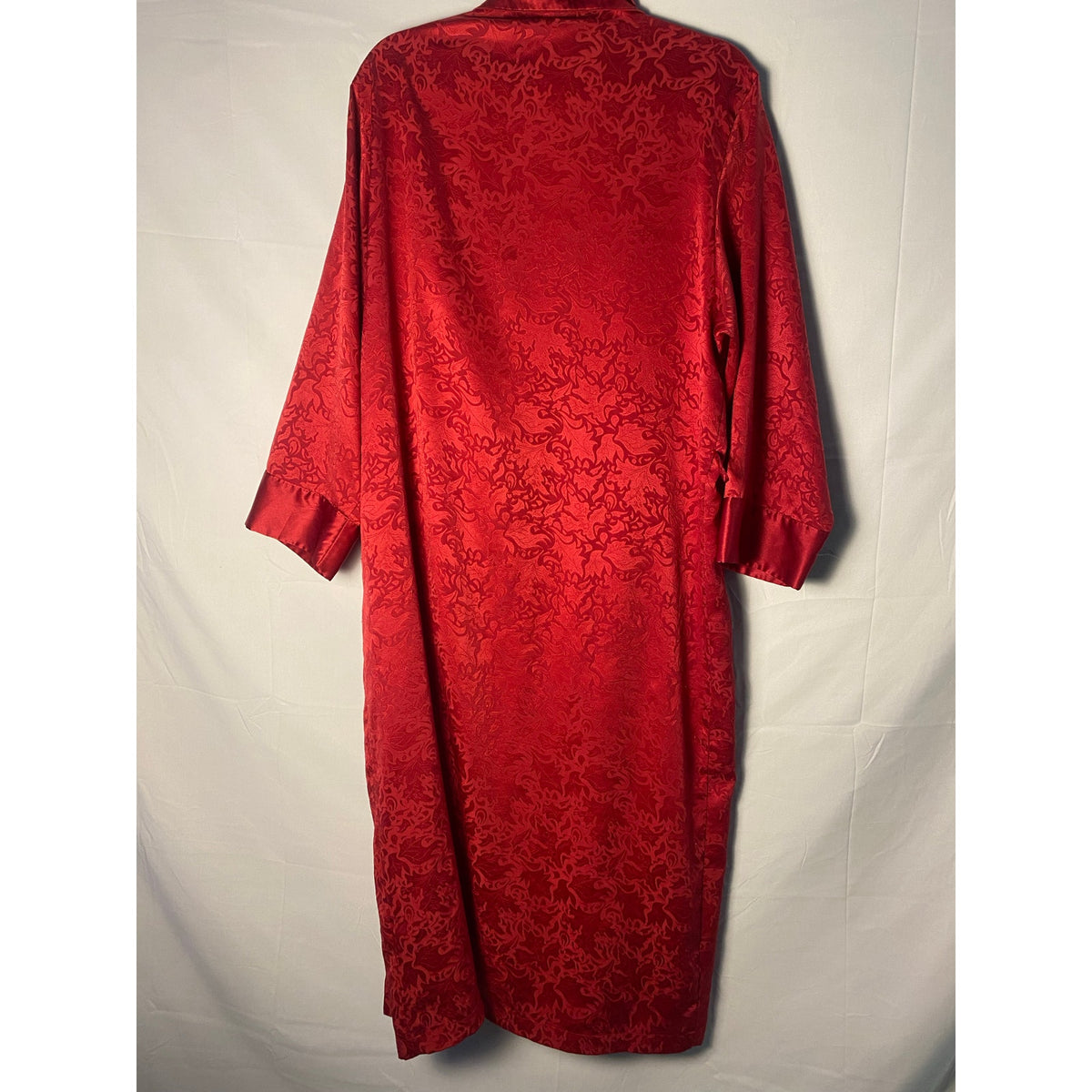 Vintage 80s Victoria's Secret Gold Label Red Silky Satin Robe w/ Belt Small