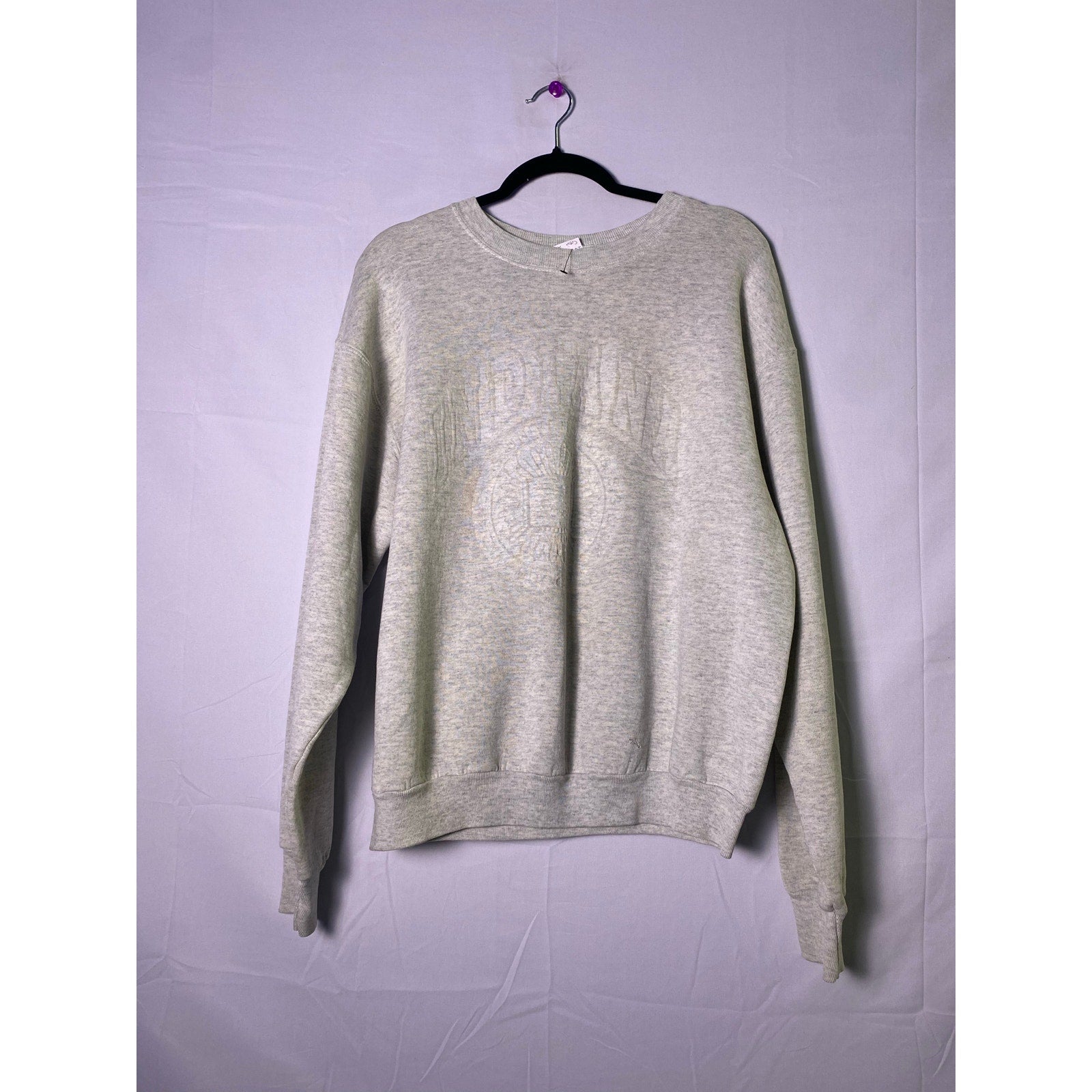 90s Deboss INDIANA University Gray Crewneck Pullover Sweatshirt Men's Size XL