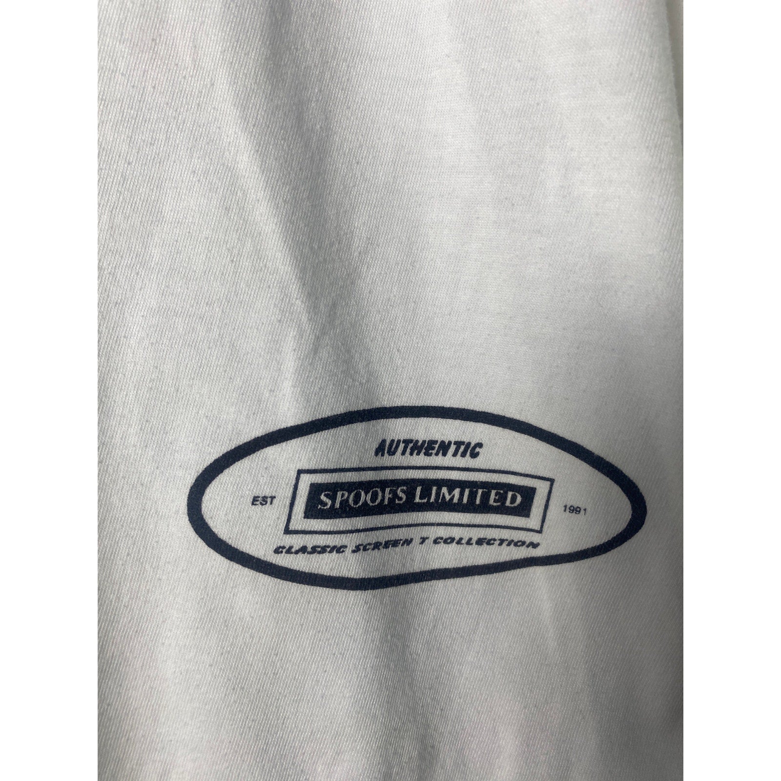Spoofs Limited TUMMY ILLFIGURE Crew Neck White Shirt Men's Size XXL