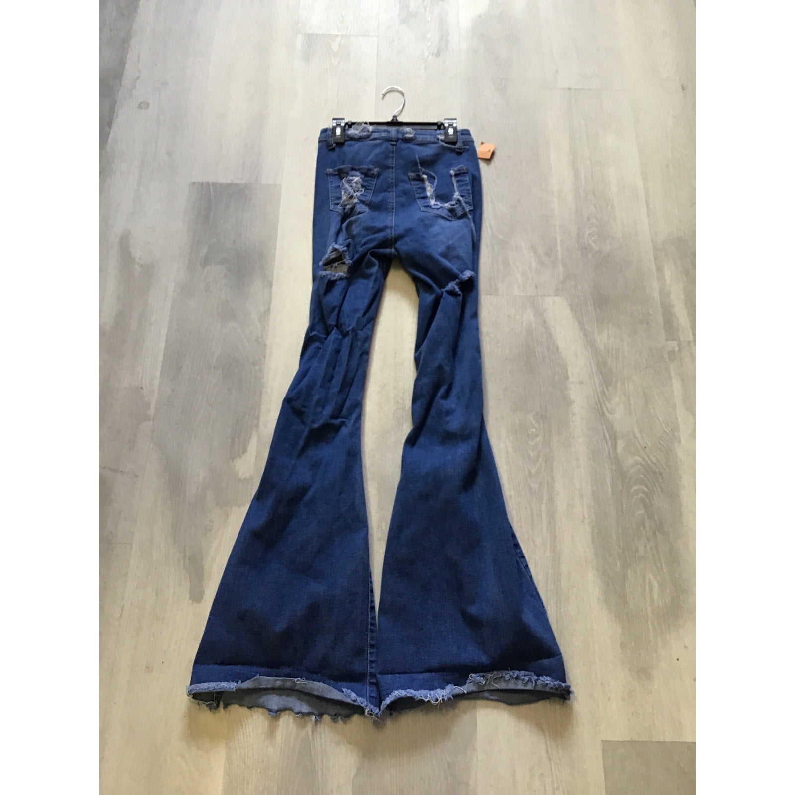 Jazz Denim Bell Bottom Flare High Rise Stretch Ultra Distressed Jeans Medium