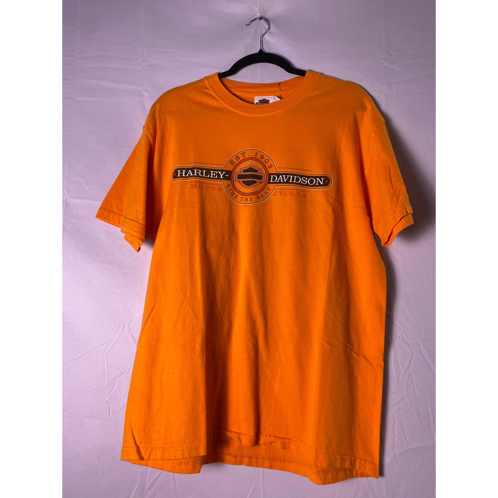 Harley Davidson INDYWEST Plainfield, Indiana Orange Shirt Men's Size Large