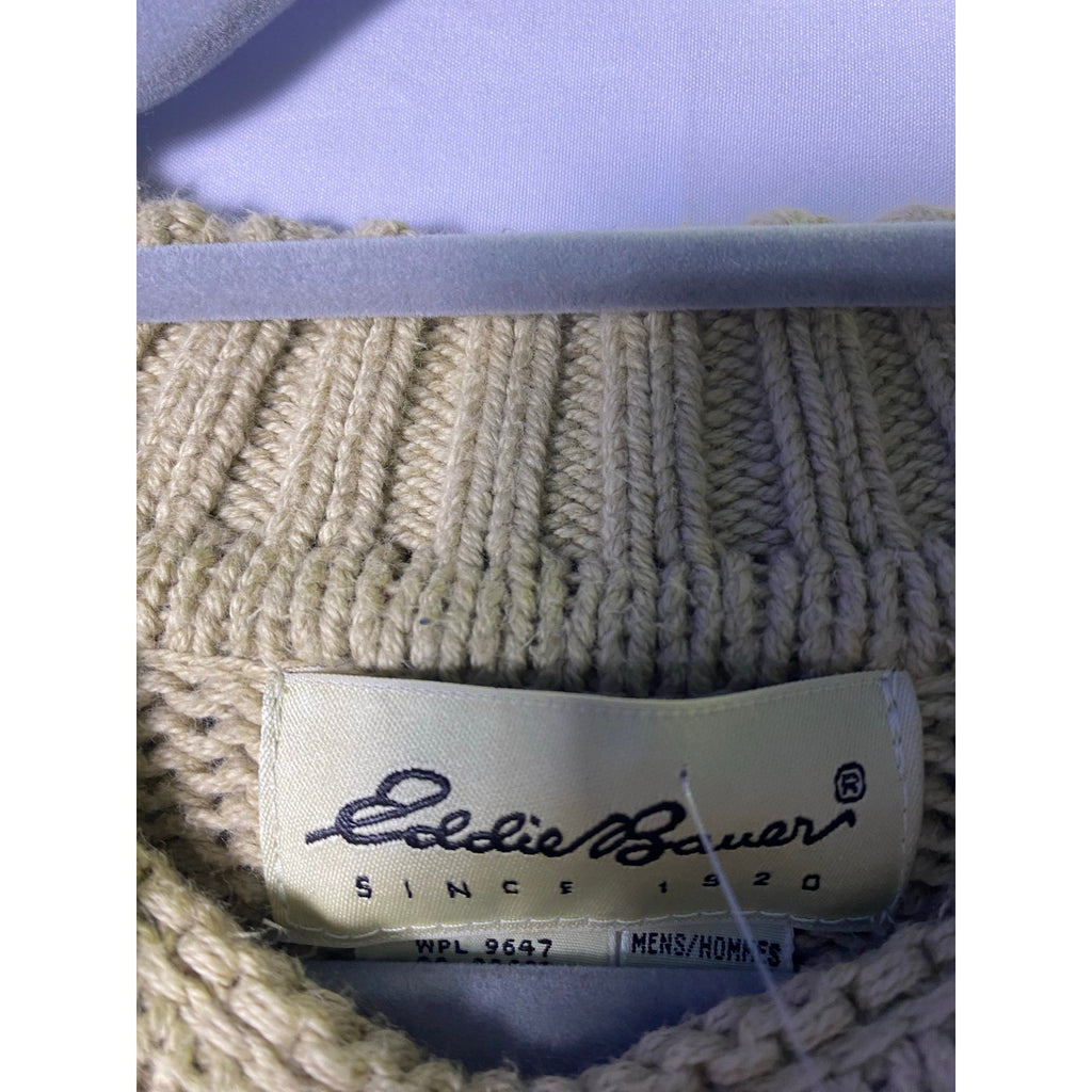 Vintage 90s Eddie Bauer Nordic Knit Chunky Cotton Baggy Sweater Men's Large