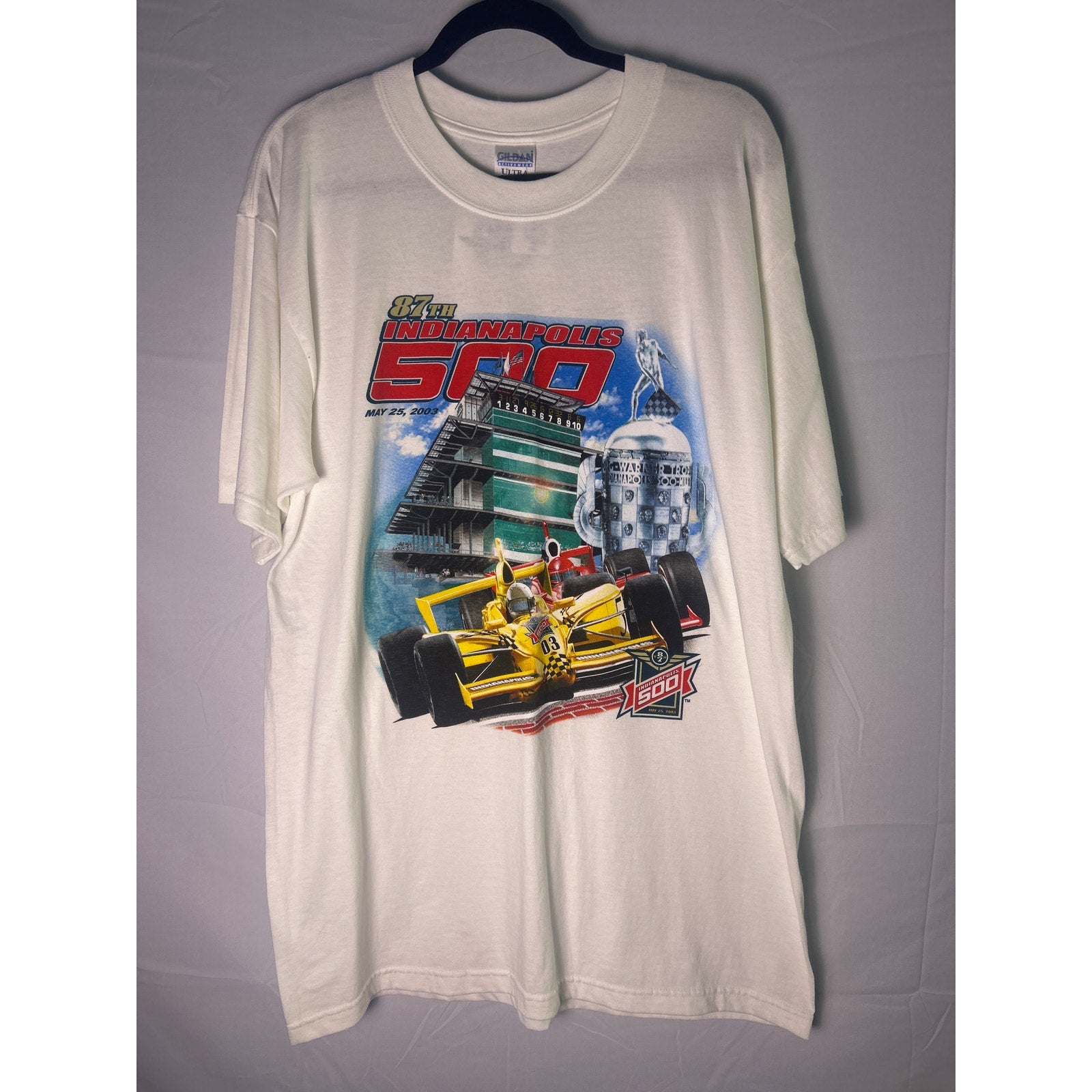Vintage Indy 500 Indianapolis Motor Speedway 87th Running 2003 White Shirt Large