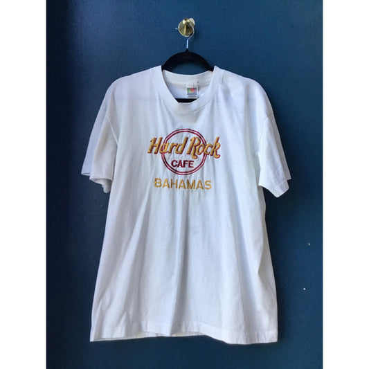 Fruit of the Loom HARD ROCKE Cafe BAHAMAS White Shirt Short Sleeve Men's Size XL