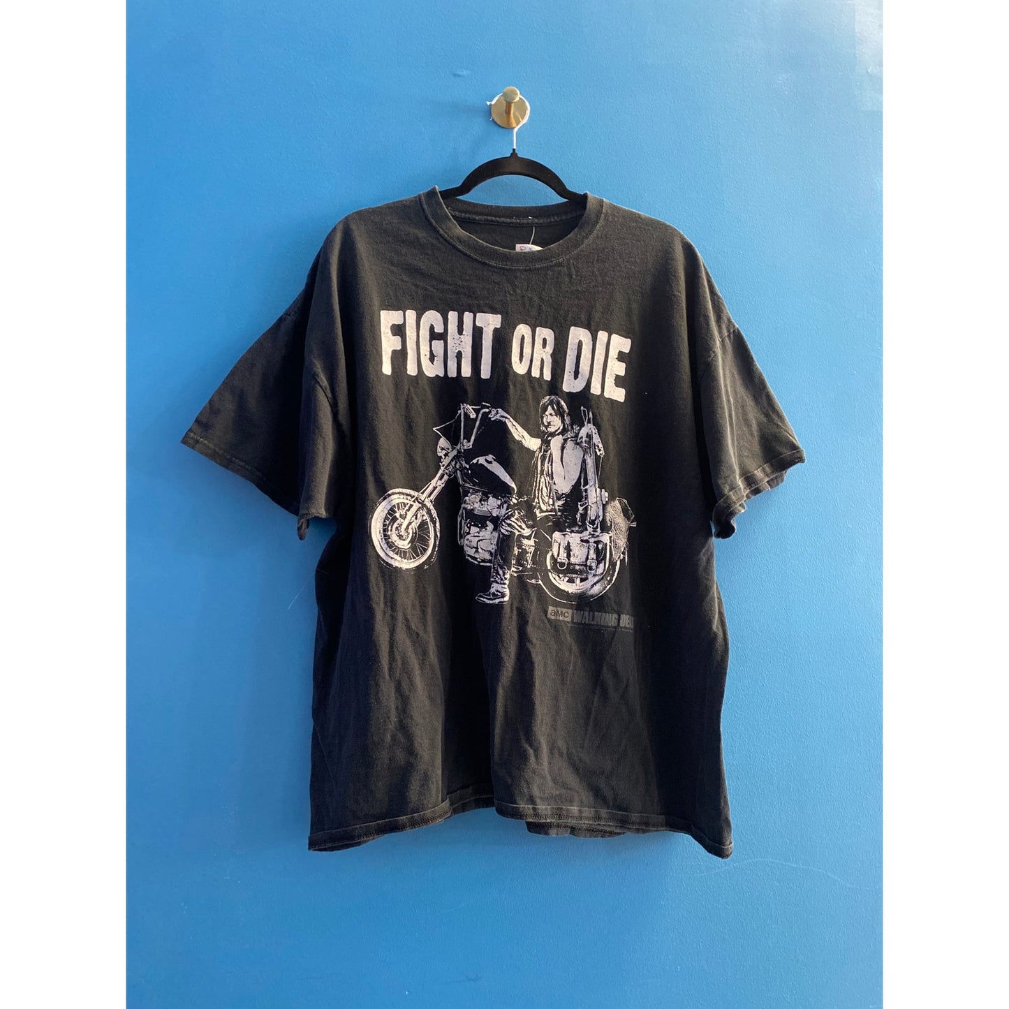 Walking Dead Shirt Darrell Fight or Die Graphic Short Sleeve Crew Neck Mens 2XL
