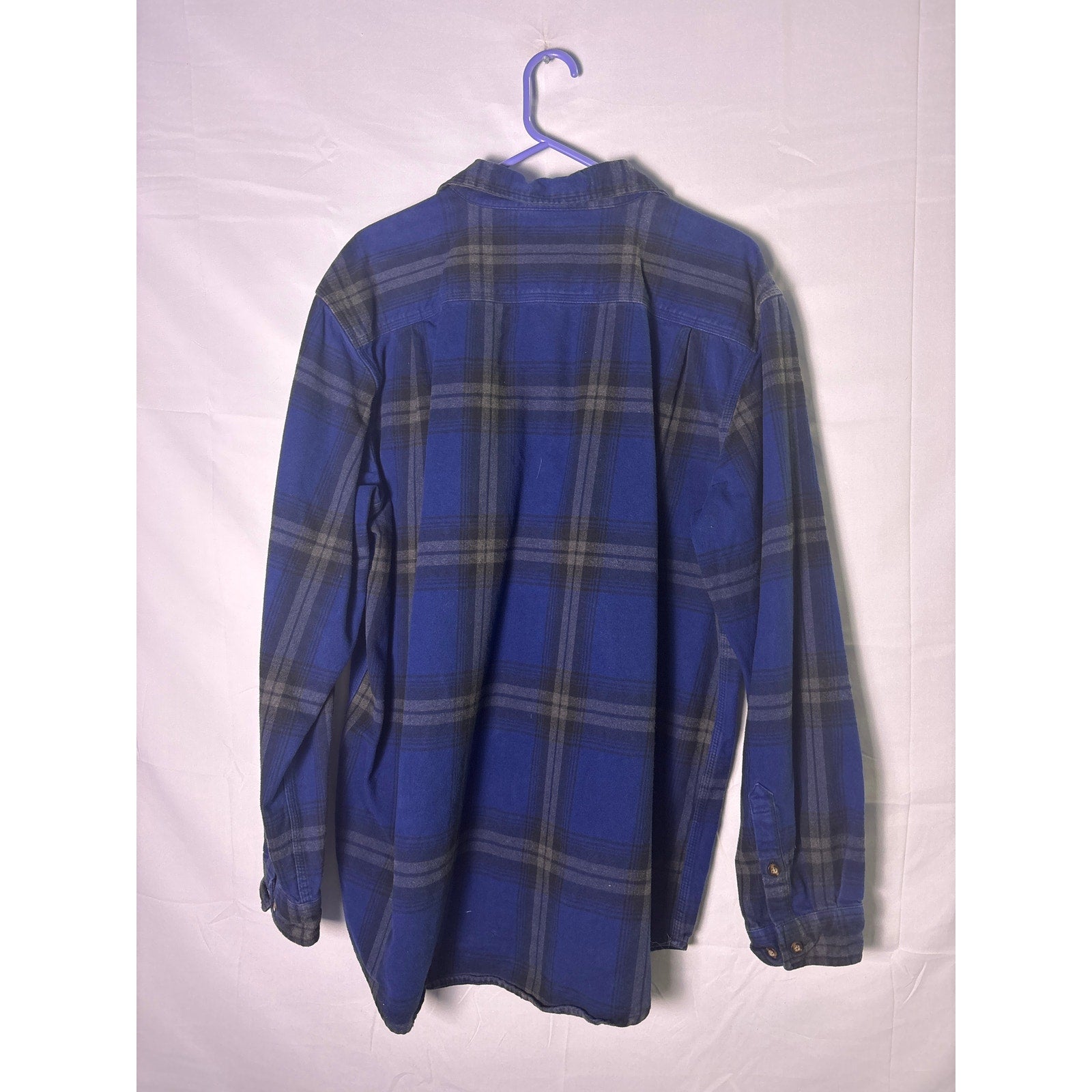 Carhartt Button Up Blue Plaid Flannel Long Sleeve Shirt Original Fit Men XL Tall