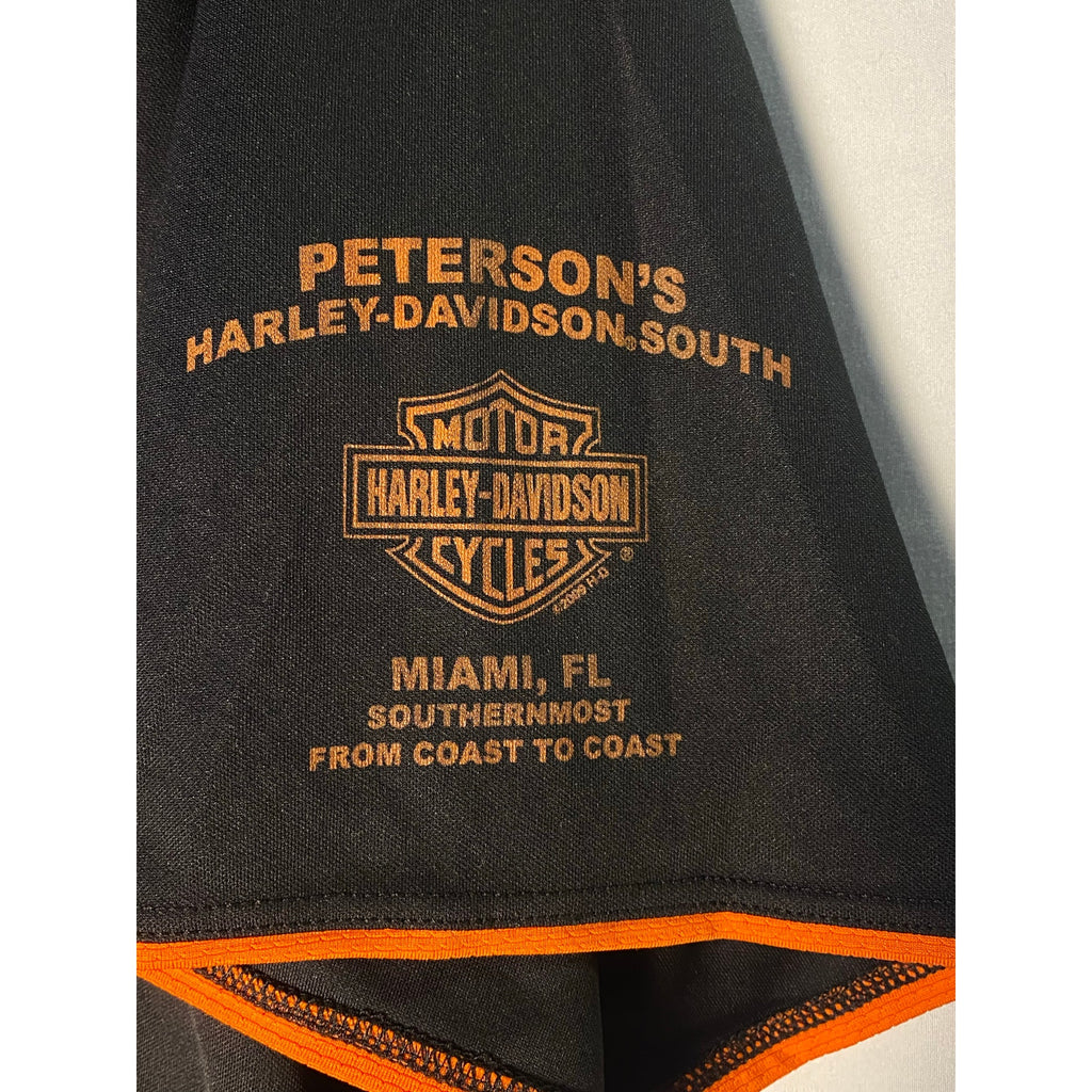Harley Davidson Peterson's Miami, FL Southernmost Black Orange jersey Shirt L/XL