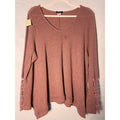 Venus Mauve Waffle Knit Thermal Sweater V-neck Women's Plus Size 3XL