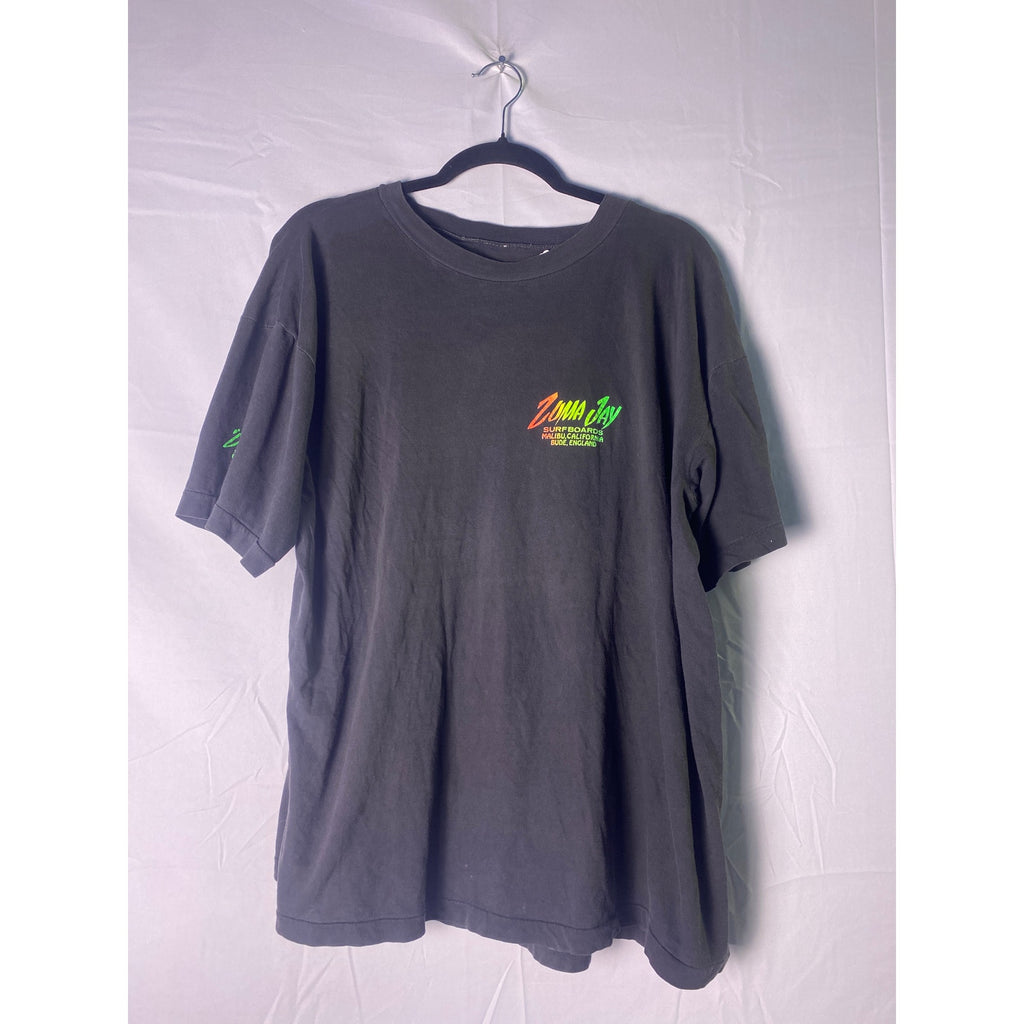 ZUMA JAY Surfboards Malibu, California Print Black T-shirt Men's Size Large