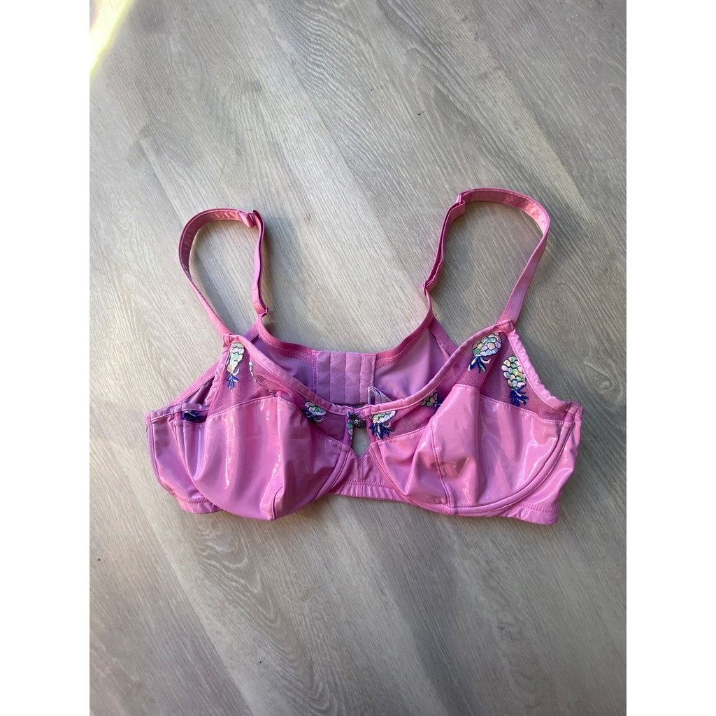 Savage X Fenty ELY Pink Pineapple Vinyl Bra Women's Size 40D