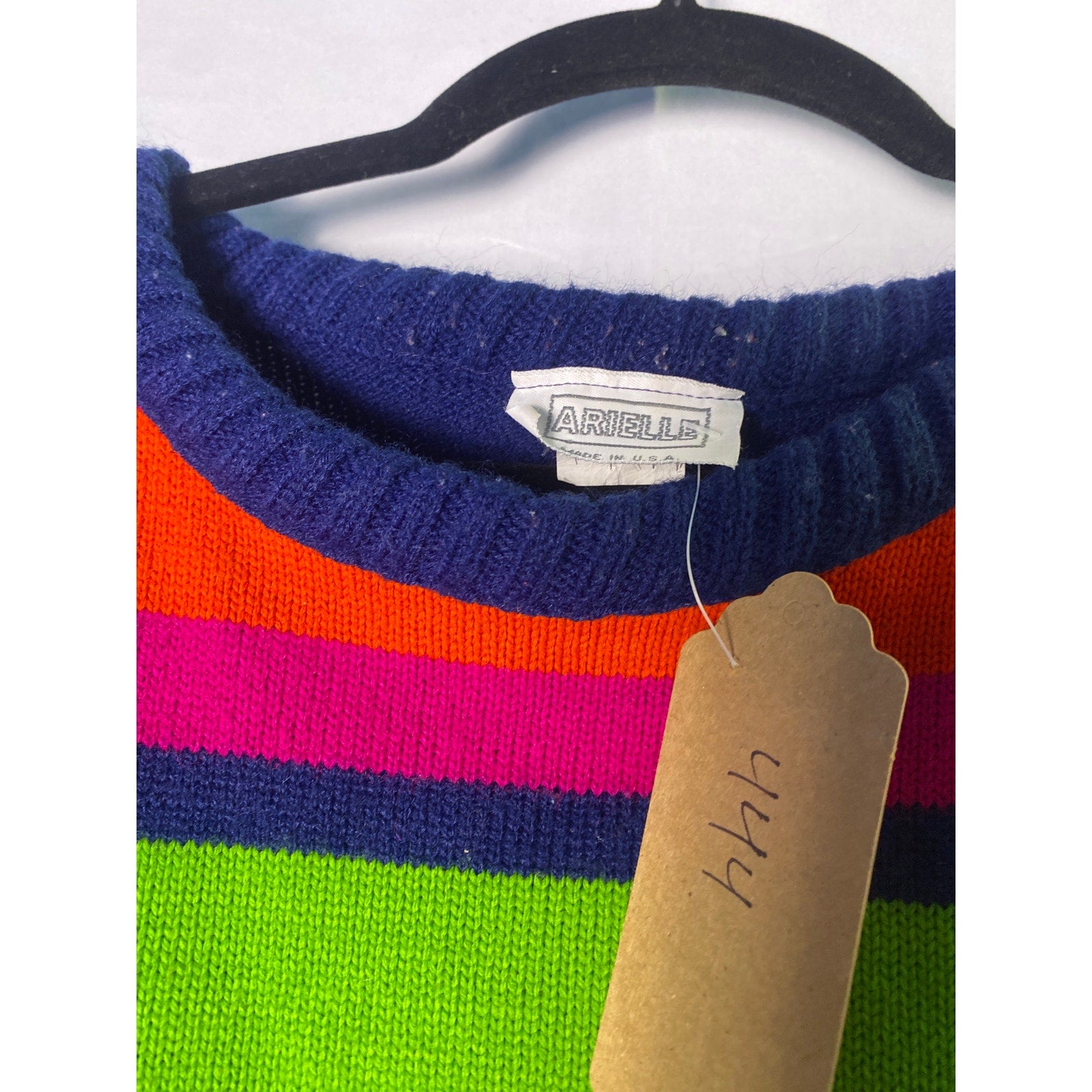 Vintage 80s Arielle Multicolor Striped Crew Neck Pullover Sweater Women's L/XL