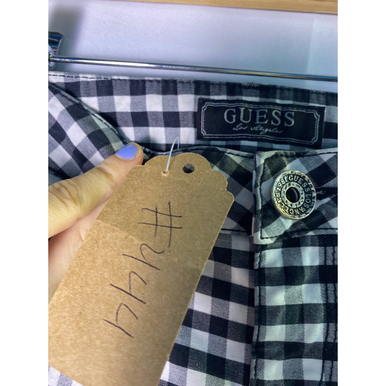Y2K Guess Black White Gingham Capri Skinny Pants Women's Size 32