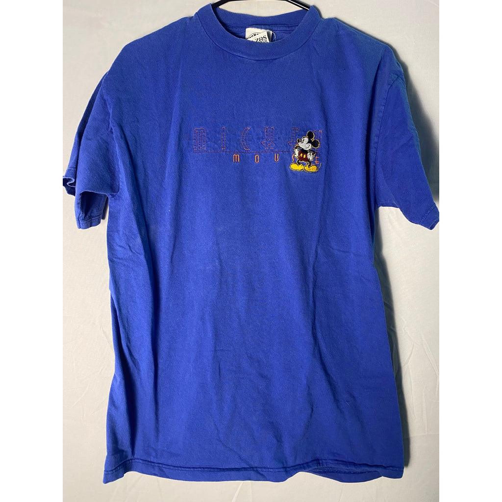 Vintage Mickey Mouse Embroidered Movie Blue T-shirt Crewneck Men's Large