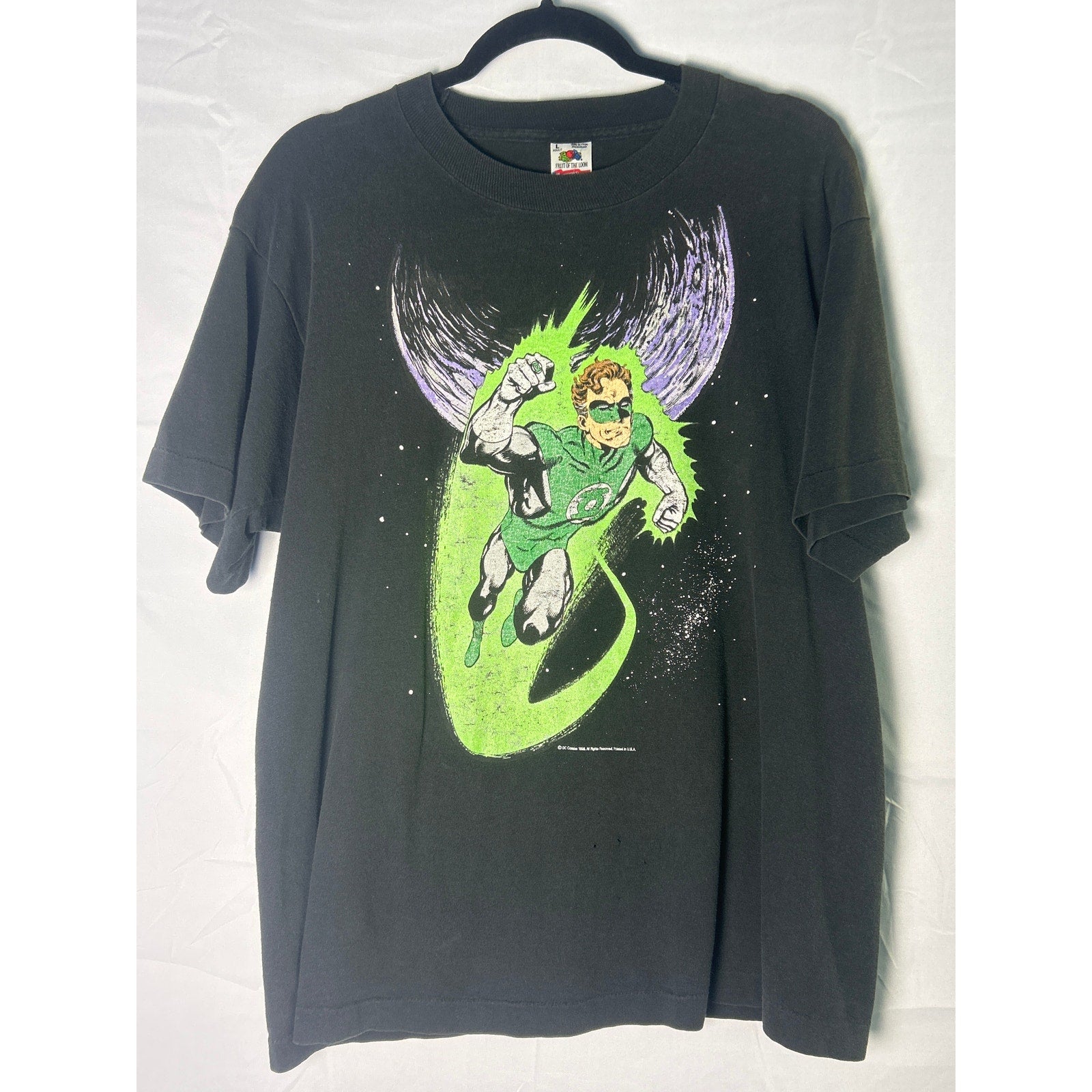 Rare Vintage 90’s Fruit of the Loom Green Lantern DC Comic Black Shirt Large