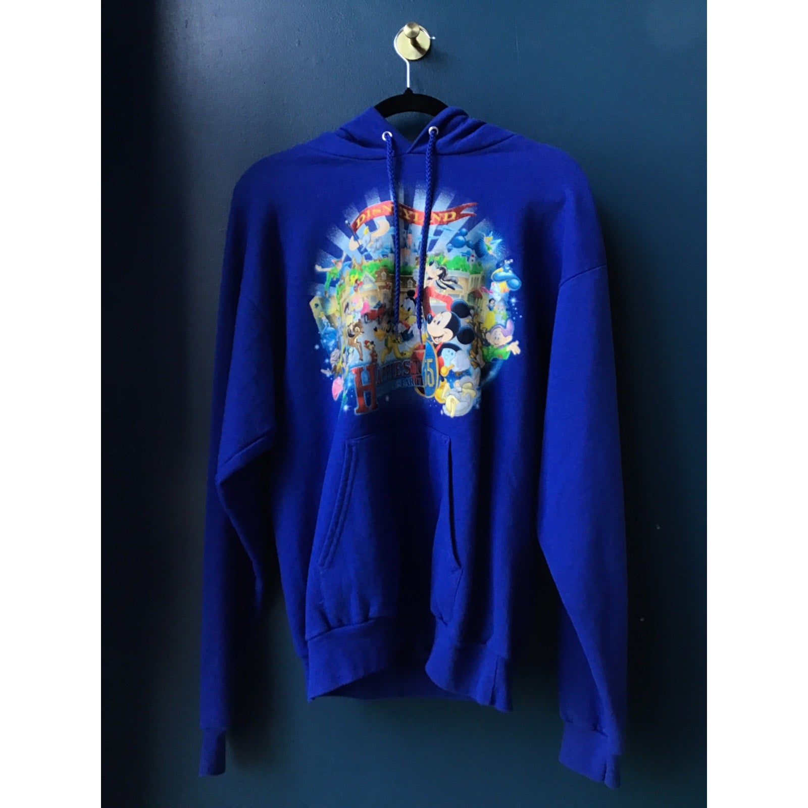 Vintage Disneyland Resort 55th Anniversary Blue Pullover Hoodie Mens Size Medium