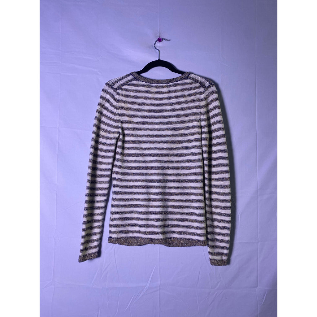 Banana Republic Metallic Blue White Stripes Buttons Cardigan Sweater Women Small