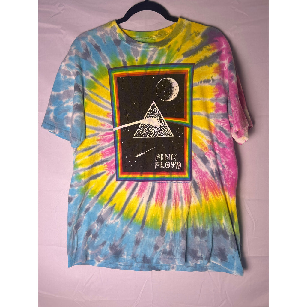 Liquid Blue Pink Floyd Prism Moon Tie-Dye T-Shirt Men's Size Large