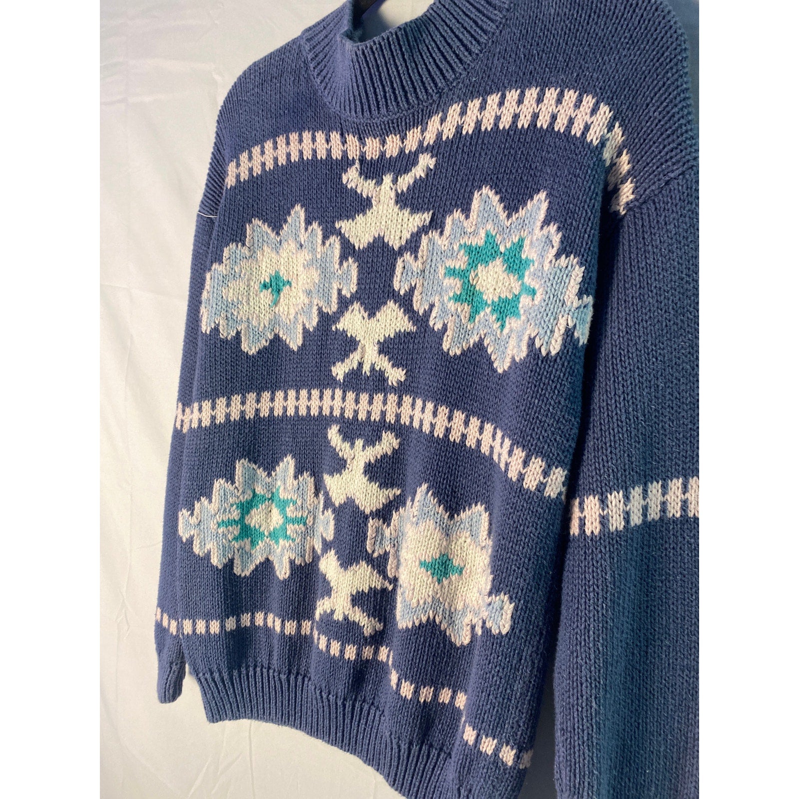 Vintage 80s-90s Nuovo Purple Pastel Snowflake Knit Sweater Pullover Crewneck M