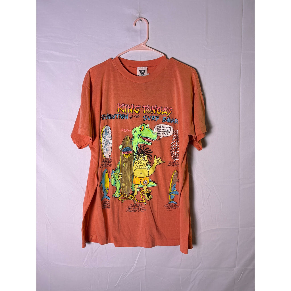 KING TONGA'S EVOLUTION OF THE SURF BOARD Graphic Print Orange Shirt Size XL&nbsp;