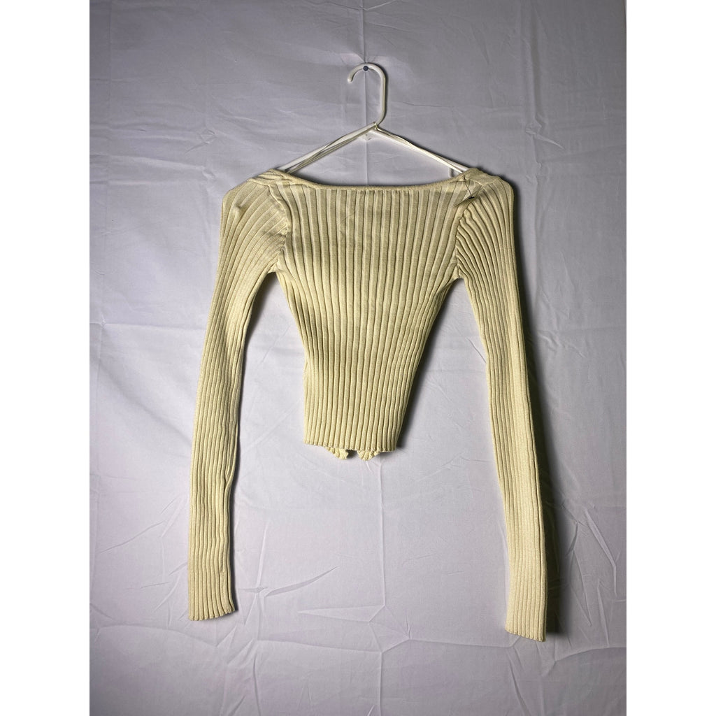 Urban Outfitters Kimchi Blue Cream Rib Knit Buttons Crop Top Women's Size Small