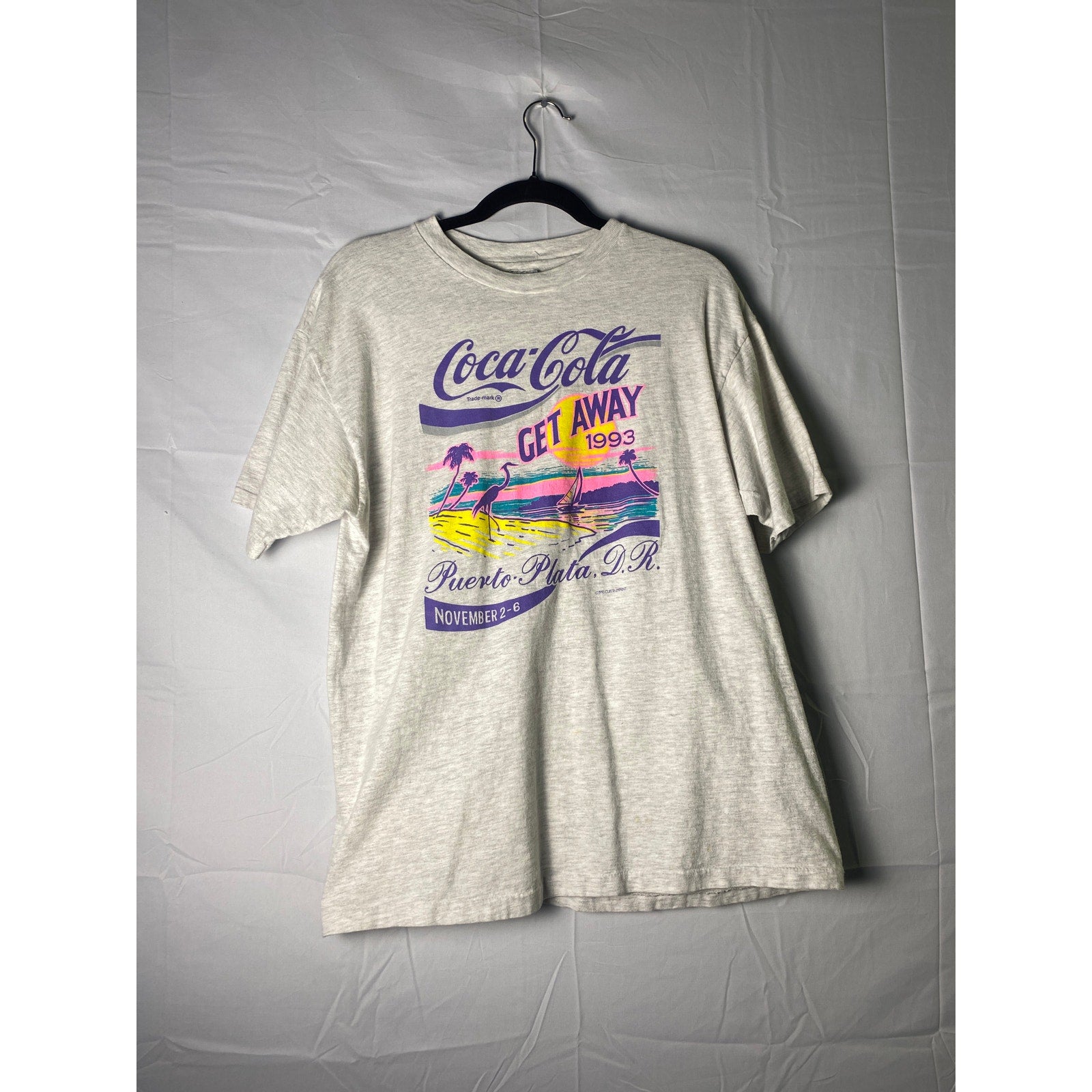 Vintage 90s Hanes Coca-Cola Get Away Puerto Plata Dominican Republic Shirt Large