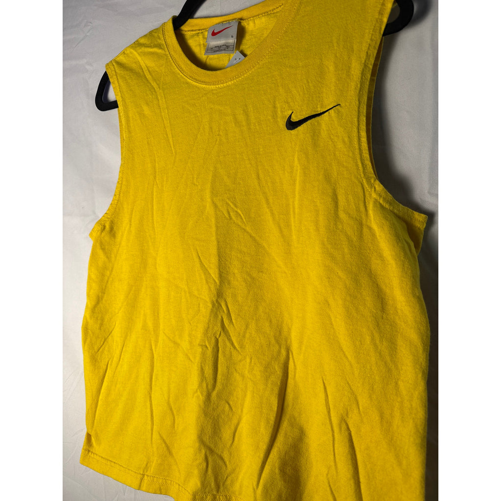 Vintage Nike Yellow Crewneck Tank Top Logo Swoosh Embroidered Men's Large