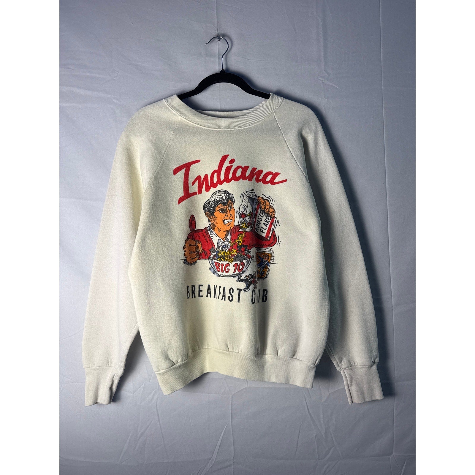 Fruit of the Loom Indiana BIG10 Breakfast Club Sweater White Pullover Size Large