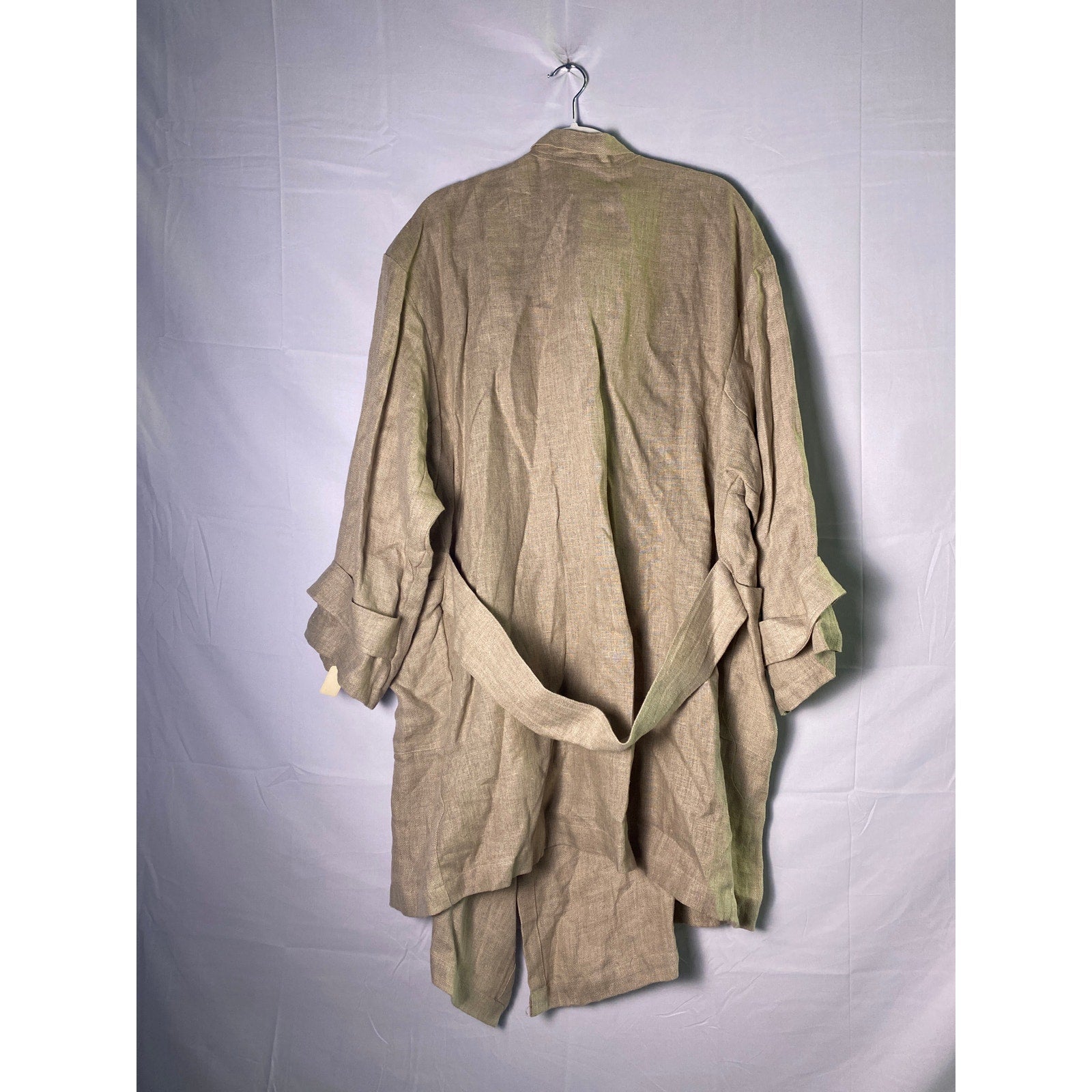 Vintage 80's Fixsun Brown Linen Lagenlook Drape Jacket Women's One Size